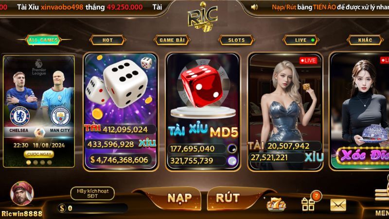 Khám phá hệ thống sản phẩm tại cổng game Ricwin 